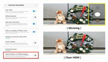 Samsung foto aplikace Good Lock plugin Camera Assistant Čistý náhled na HDMI obrazovkách