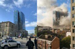 Samsung ruský útok budova Kyjev