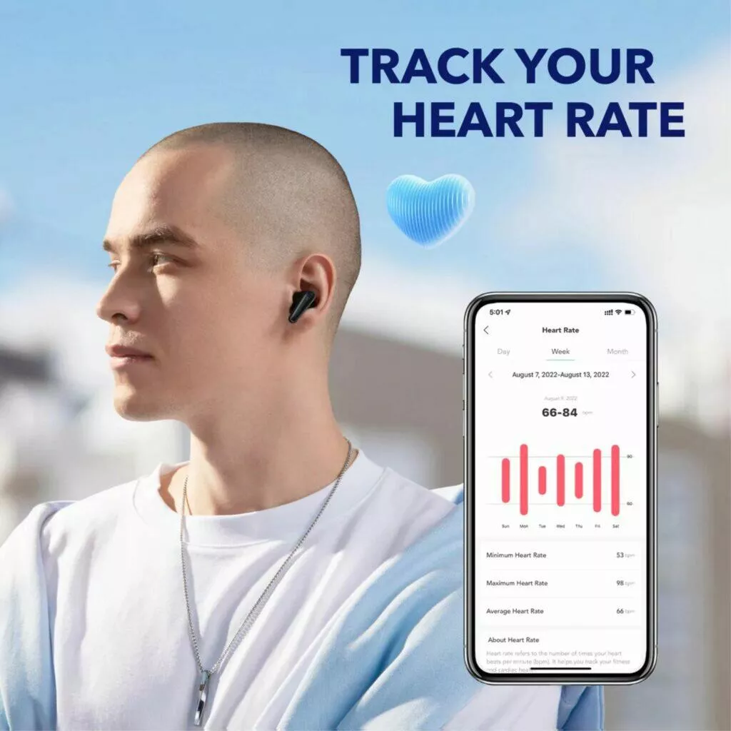 sluchátka Anker Soundcore Liberty 4 měření tepu