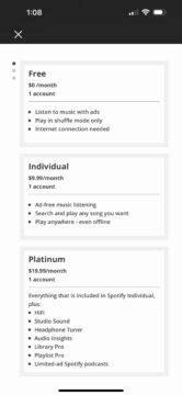 Spotify Platinum funkce cena anketa