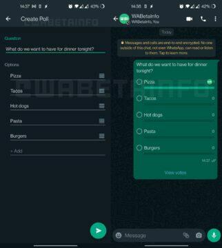 WhatsApp Android aplikace ankety ukázka screenshot