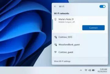 Windows 11 Váš telefon Link to Windows Samsung hotspot automaticky ukázka sítě Windows 11 Váš telefon Link to Windows Samsung hotspot automaticky ukázka sítě