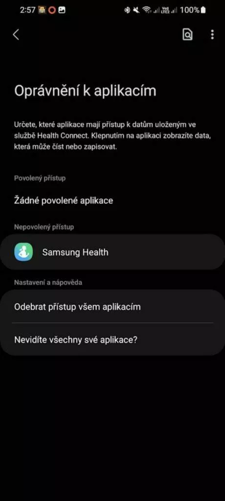 aplikace Health Connect beta 3 oprávnění