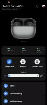 aplikace Xiaomi Earbuds transparentní