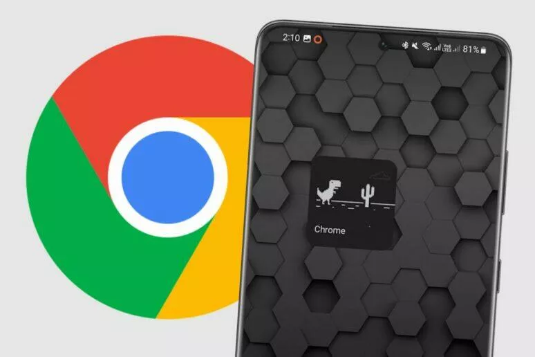 Google Chrome Dino hra Android widget Google Chrome Dino hra Android widget