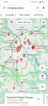 mapy google nabíjecí stanice