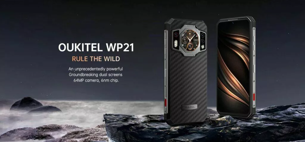 Oukitel WP21 9 800mAh baterie 66W nabíjení 120Hz displej zadní displej banner