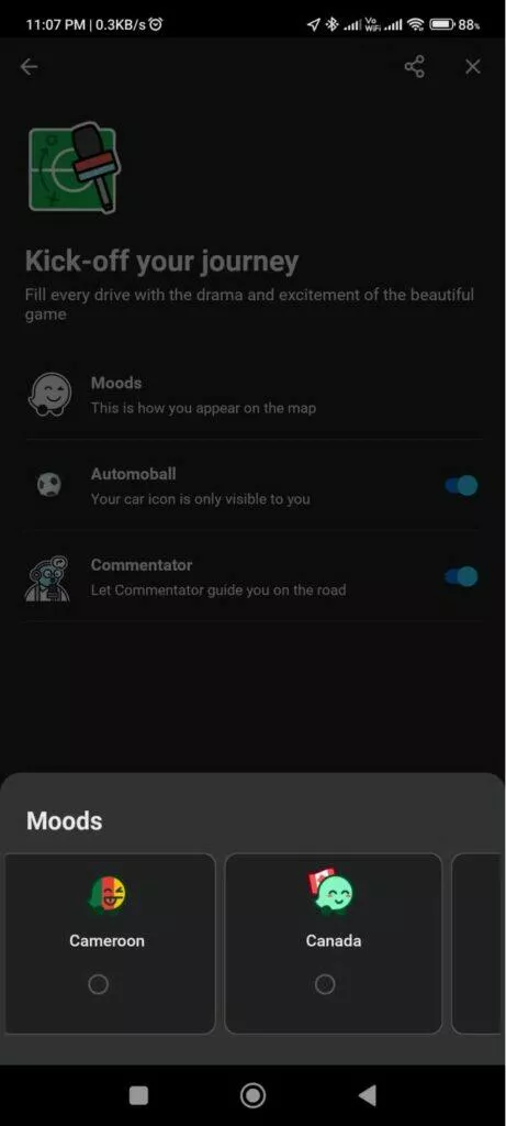Waze navigace fotbalové téma nálady