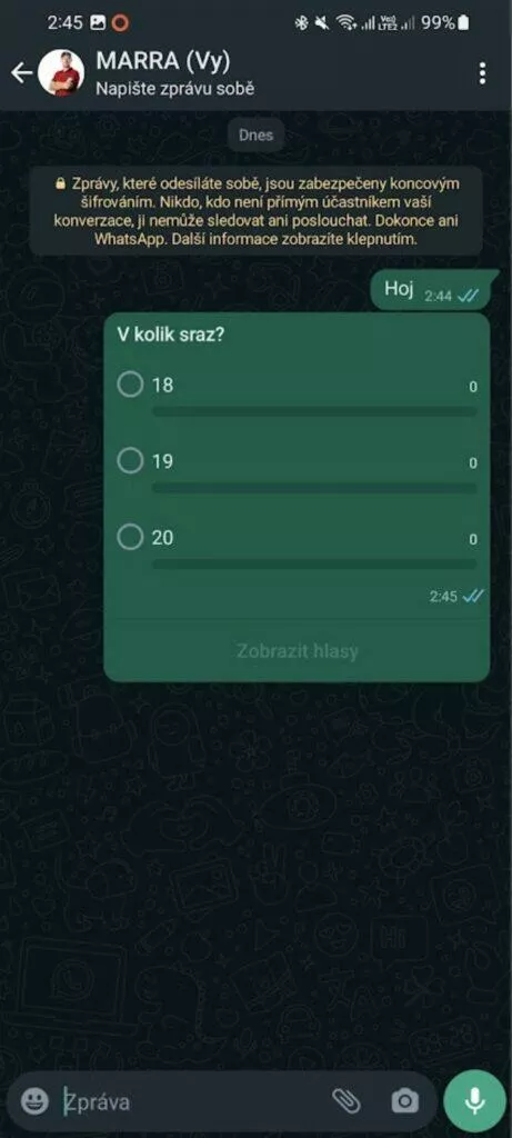 Jak se dělá anketa na Whatsapp?