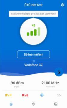 ČTÚ NetTest mobilní aplikace Android volba měření rychlosti připojení