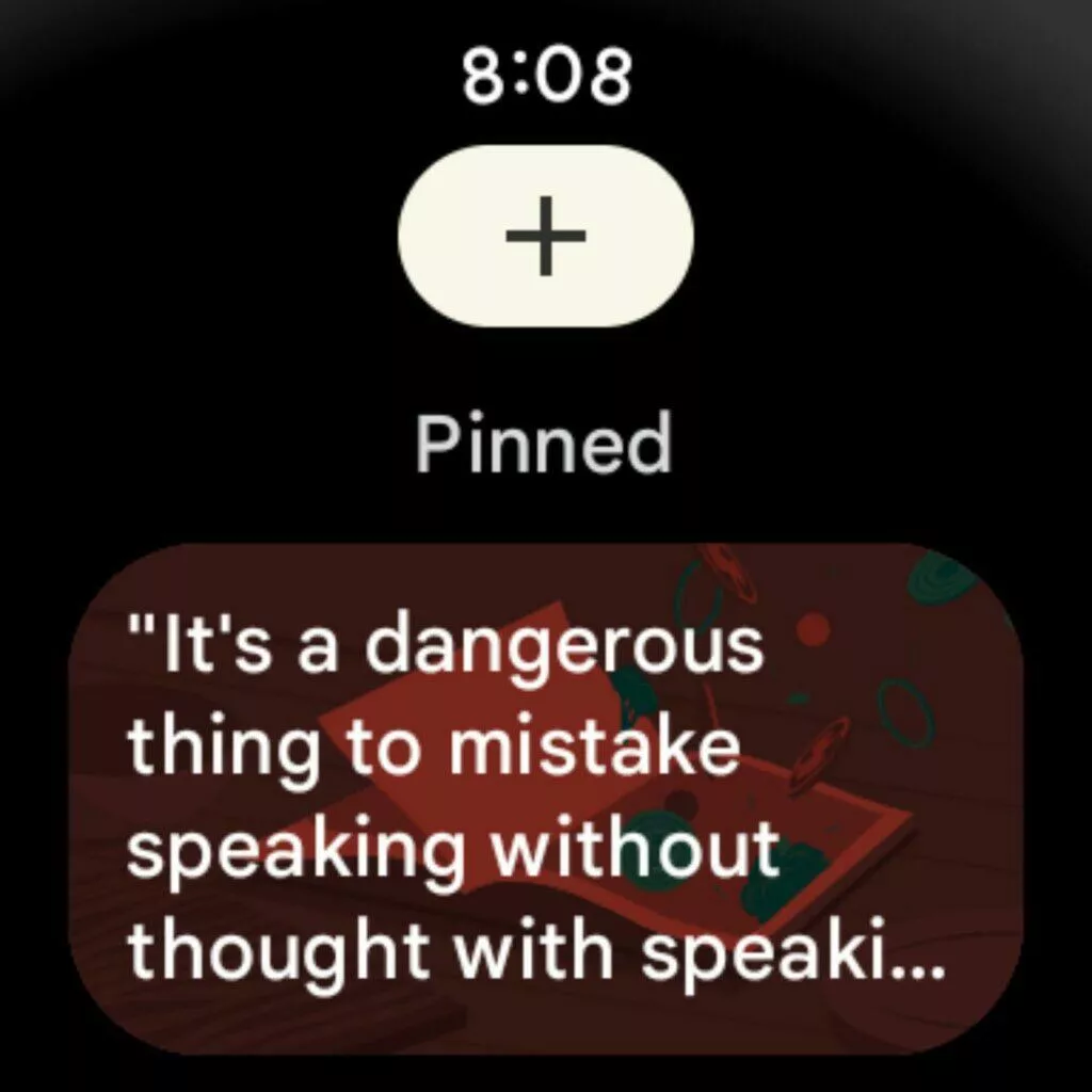 hodinky Wear OS 3 vzhledově upravený Google Keep připnuté