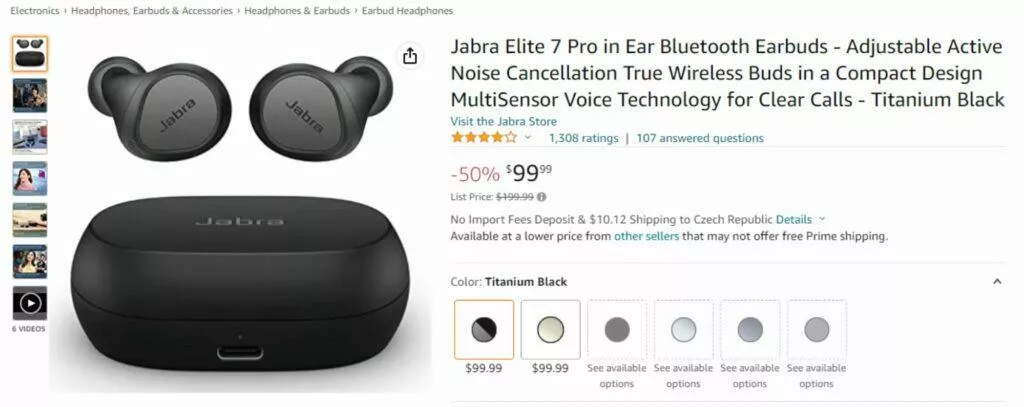 Jabra Elite 7 Pro sleva akce Amazon screen