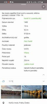 Mapy.cz nové strukturované informace místa Karlův most detail