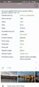 Mapy.cz nové strukturované informace místa Karlův most detail