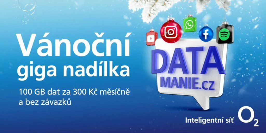 O2 Datamánie SIM 100 GB 300 Kč zima 2022