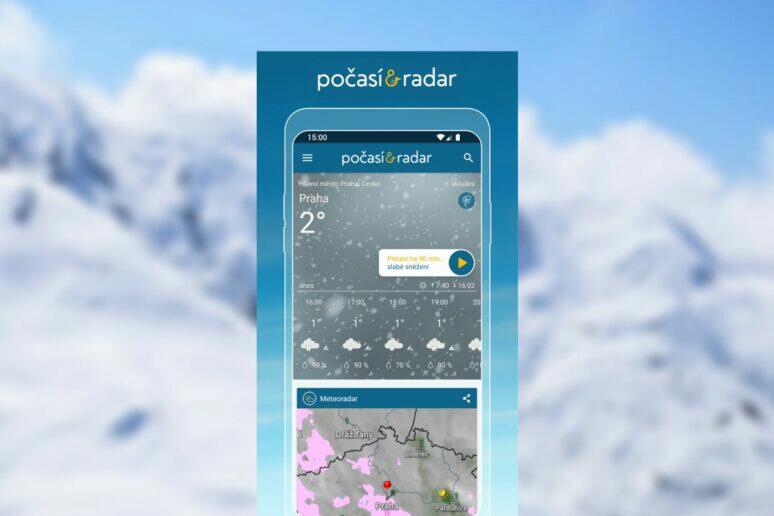 Počasí Radar aplikace počasí na horách sníh lyžování snowboarding sjezdovky stopy