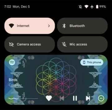 Spotify mini přehrávač Android 13 roletka 1