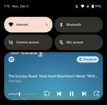 Spotify mini přehrávač Android 13 roletka 3