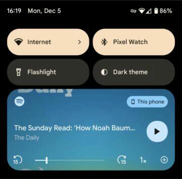 Spotify mini přehrávač Android 13 roletka 4