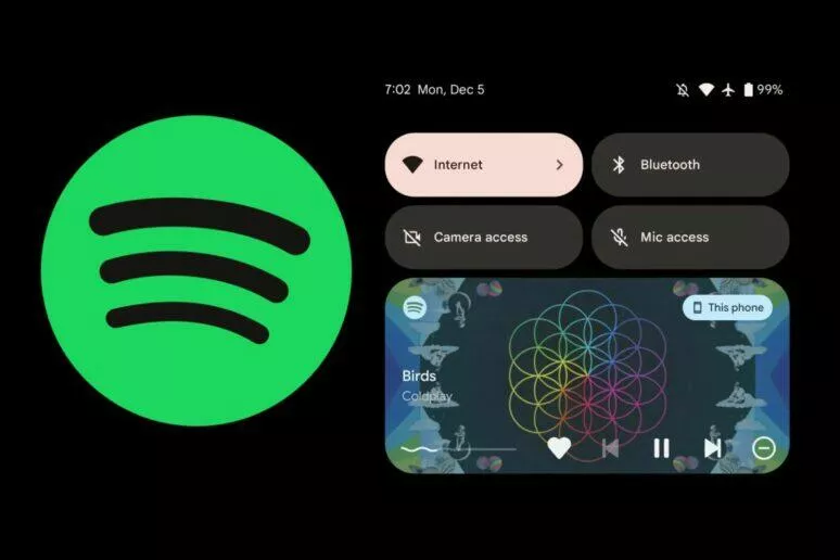 Spotify mini přehrávač Android 13 roletka Spotify mini přehrávač Android 13 roletka