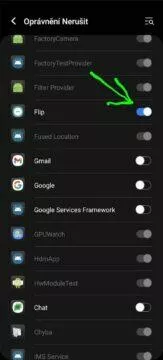 Android aplikace Flip DND Flip to shhh režim nerušit otočení 2 oprávnění nerušit