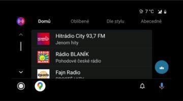 Android Auto aplikace Rádia.cz ukázka stanice