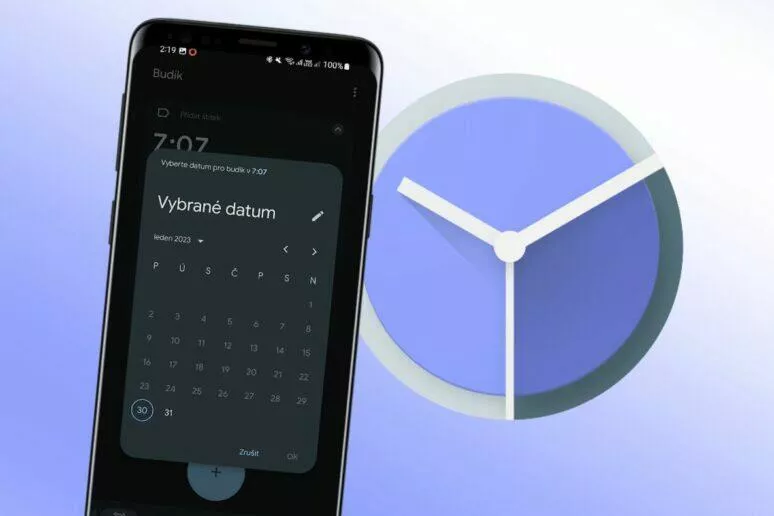 Google aplikace Hodiny 7.4 budík konkrétní datum
