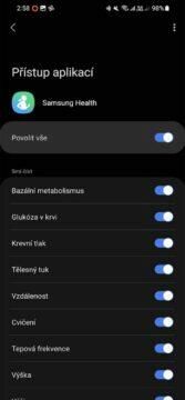 Google Fit Samsung Health synchronizace dat zdraví Health Connect návod Nastavení aplikace Health Connect 3