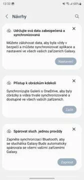 Doporučené návrhy nastavení One UI 5.1