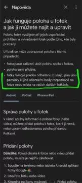 Fotky Google analýza pozadí odhad chybějící polohy nastavení nápověda