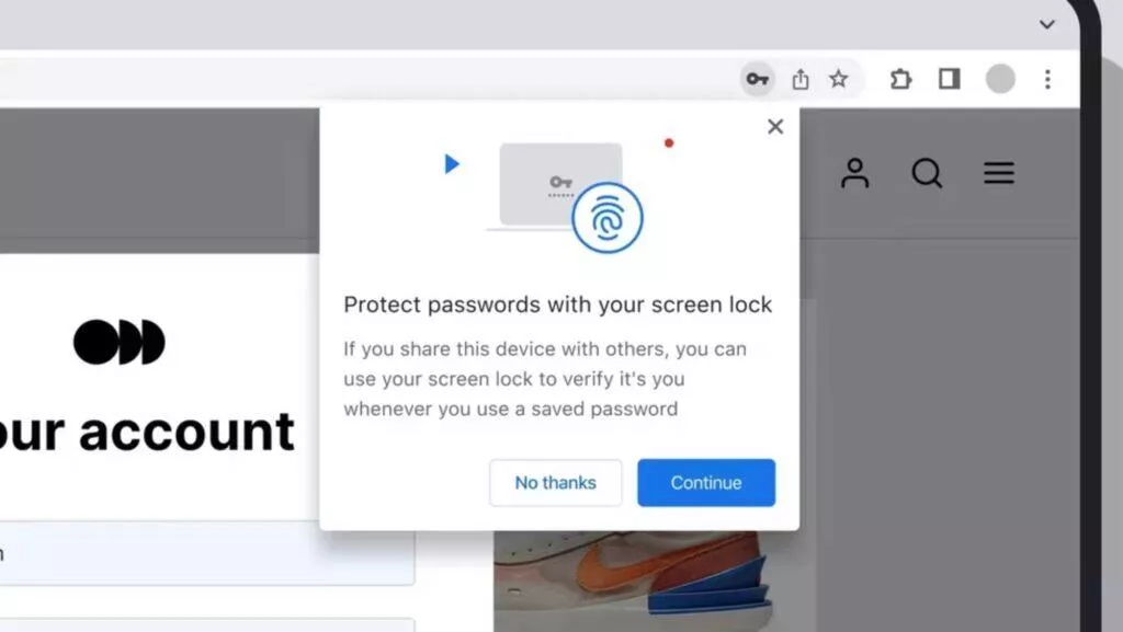 Google Chrome desktop PC biometrické přihlášení ověřování náhled Google Chrome desktop PC biometrické přihlášení ověřování náhled