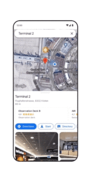 Mapy Google Maps indoor live view navigace letiště Praha
