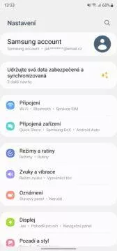Samsung Galaxy S23 Ultra nastavení