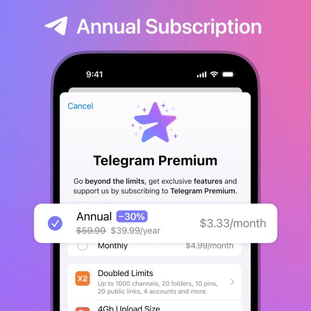 Telegram Premium roční předplatné