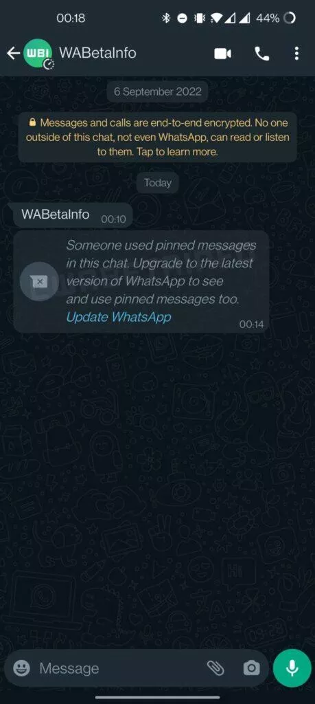 WhatsApp beta připínání zpráv připnutá zpráva WhatsApp beta připínání zpráv připnutá zpráva