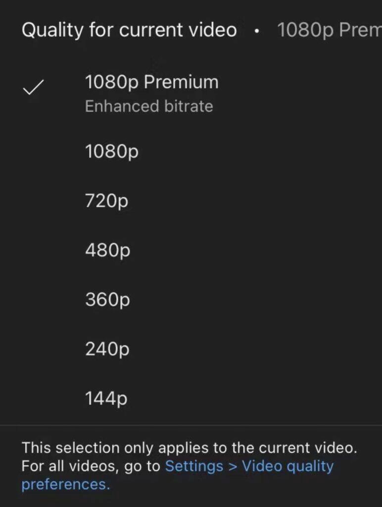 YouTube Premium kvalitnější videa 1080p Enhanced bitrate