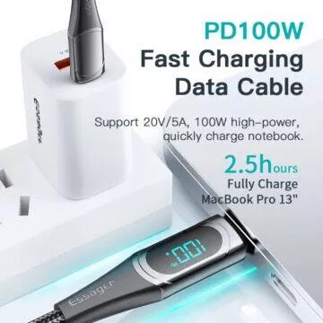 AliExpress Essager příslušenství slevy 100W nabíjecí USB-C USB-C kabel PD