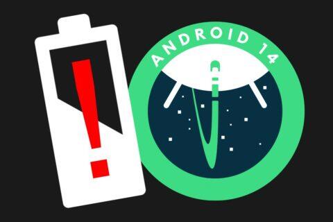 Android 14 stav baterie upozornění dvě procenta
