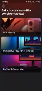 Philips Hue aplikace 1 synchronizace