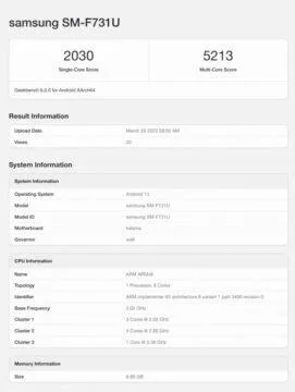 samsung galaxy z flip5 geekbench