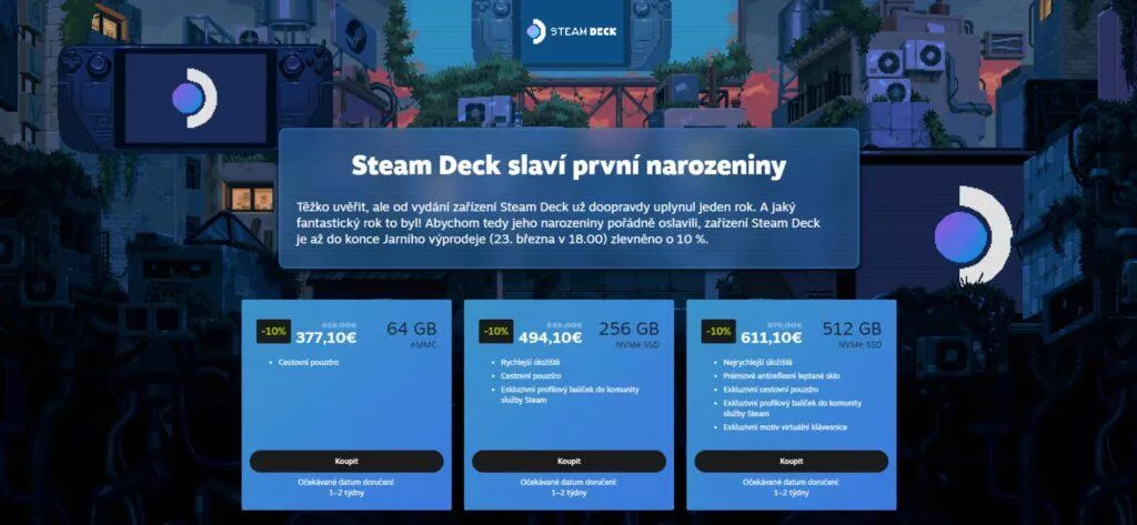 Steam Deck konzole sleva slevy narozeniny hry