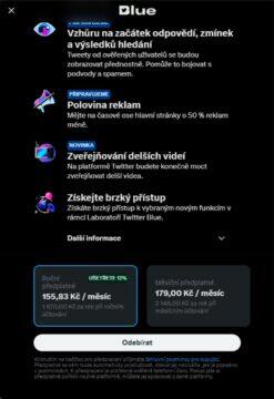 Twitter Blue ČR ceny výhody přehled funkce