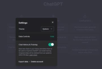 ChatGPT anonymní režim nový přepínač historie a učení