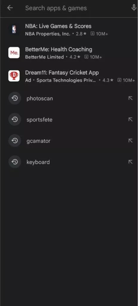 Google Play reklamy vyhledávání test NBA