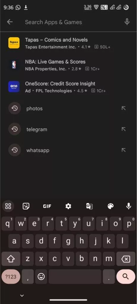 Google Play reklamy vyhledávání test Tapas