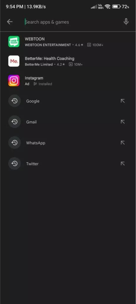 google play reklamy vyhledavani test webtoon