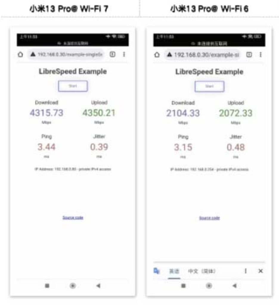 Huawei Wi-Fi 7 test Xiaomi 13 Pro
