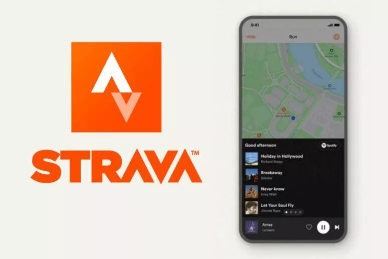 Strava aplikace Spotify přehrávač