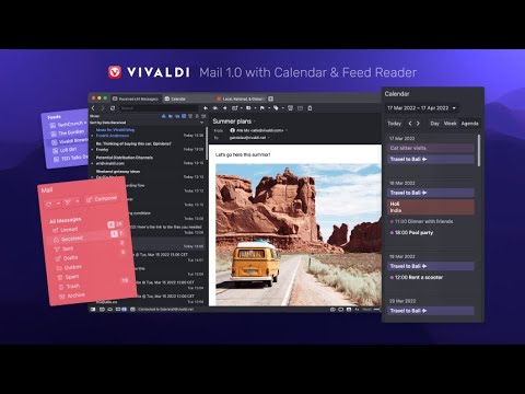 Vivaldi Mail 1.0 with Calendar and Feed Reader.