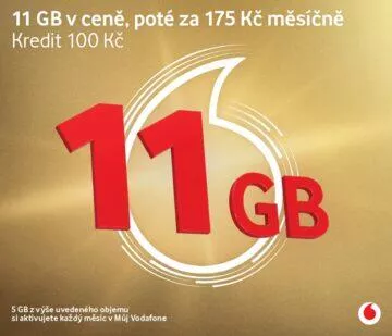 Vodafone Zlatá karta 11 GB SMS 175 Kč sleva nabídka předplacená karta banner